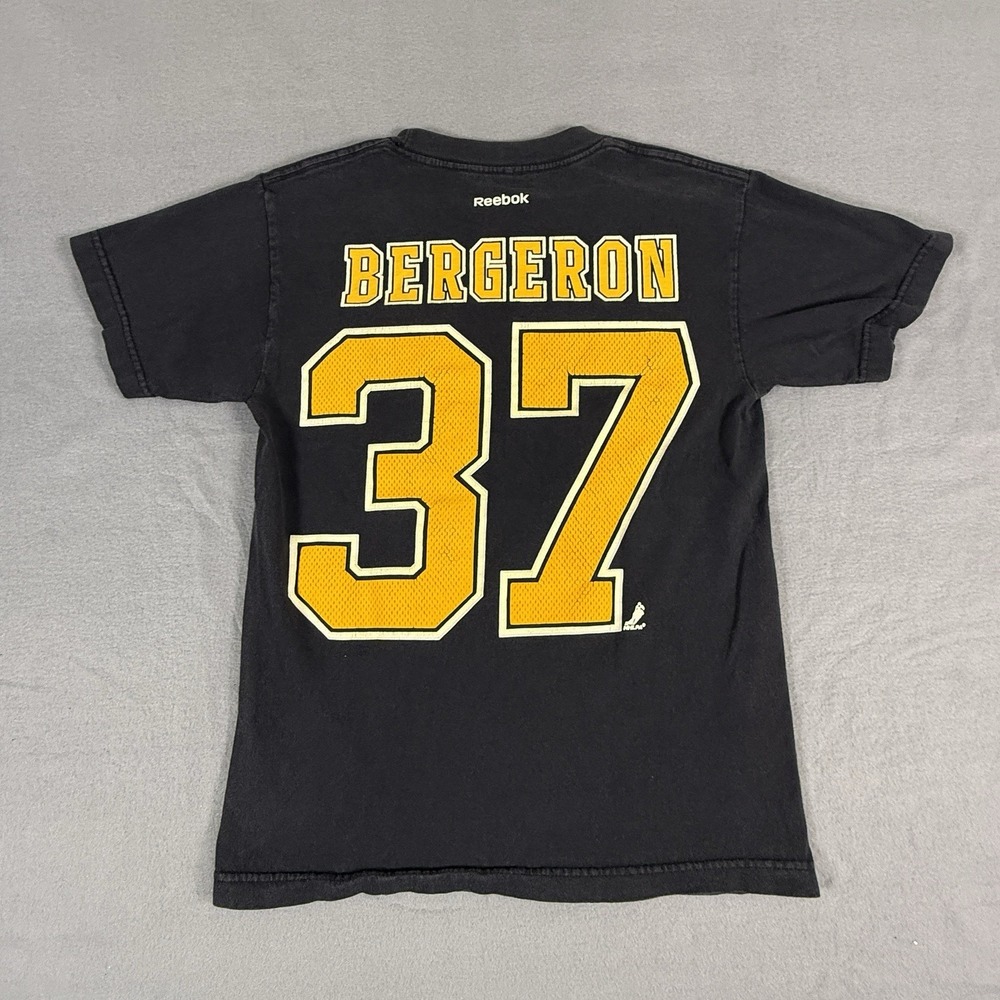 Reebok Boston Bruins PATRICE BERGERON #37 Graphic Black T-Shirt Small NHL Hockey